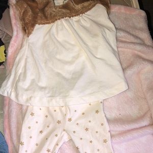 Outfit! star tights off white with a fur shirt